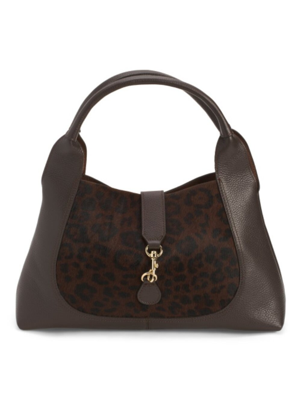 MARINA GALANTI Made In Italy Leather Large Hobo With Hair On Hide Front Panel
